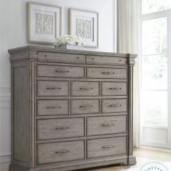 66” Grey Chest With 14 Drawers Wood :$450