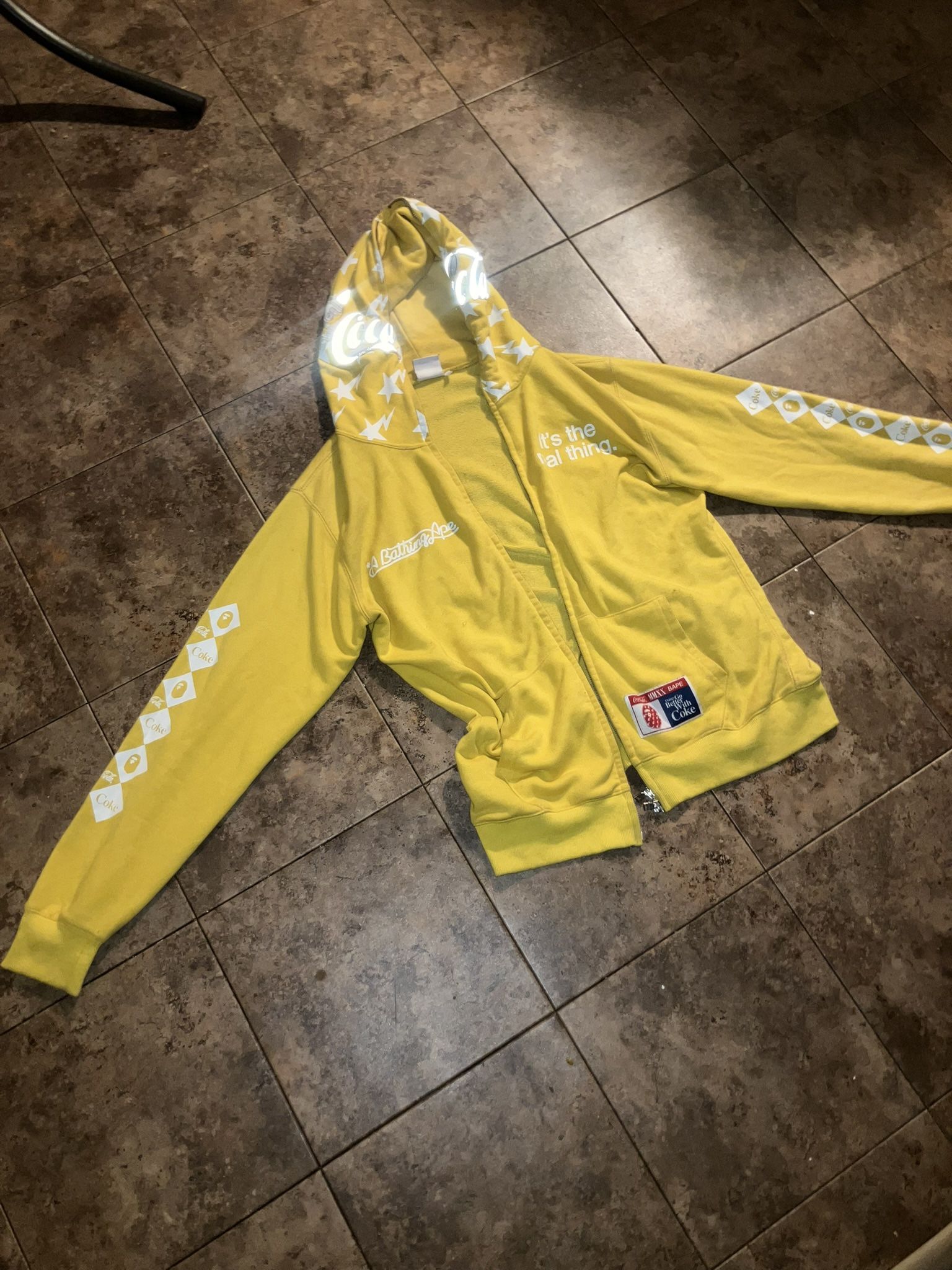 BAPE x Coca Cola Full Zip Hoodie Yellow Reflective 