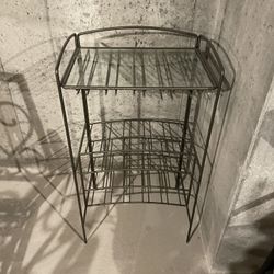 Rod Iron Wine Rack (Glass Top) Liquor Cabinet