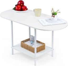 White Coffee Table with Storage Shelf