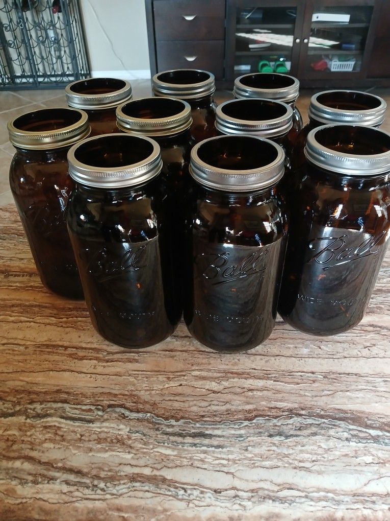 Amber Colored 64 Oz. Ball Canning or Storage Jars