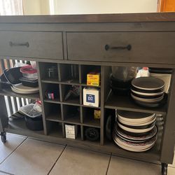 wood kitchen island on wheels that lock in place