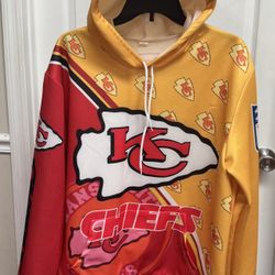 KANSAS CITY CHIEFS Hooded Sweatshirt ADULT size Large some imperfections just $5