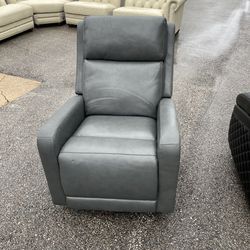 Gray Leather Recliner Rocker Chair