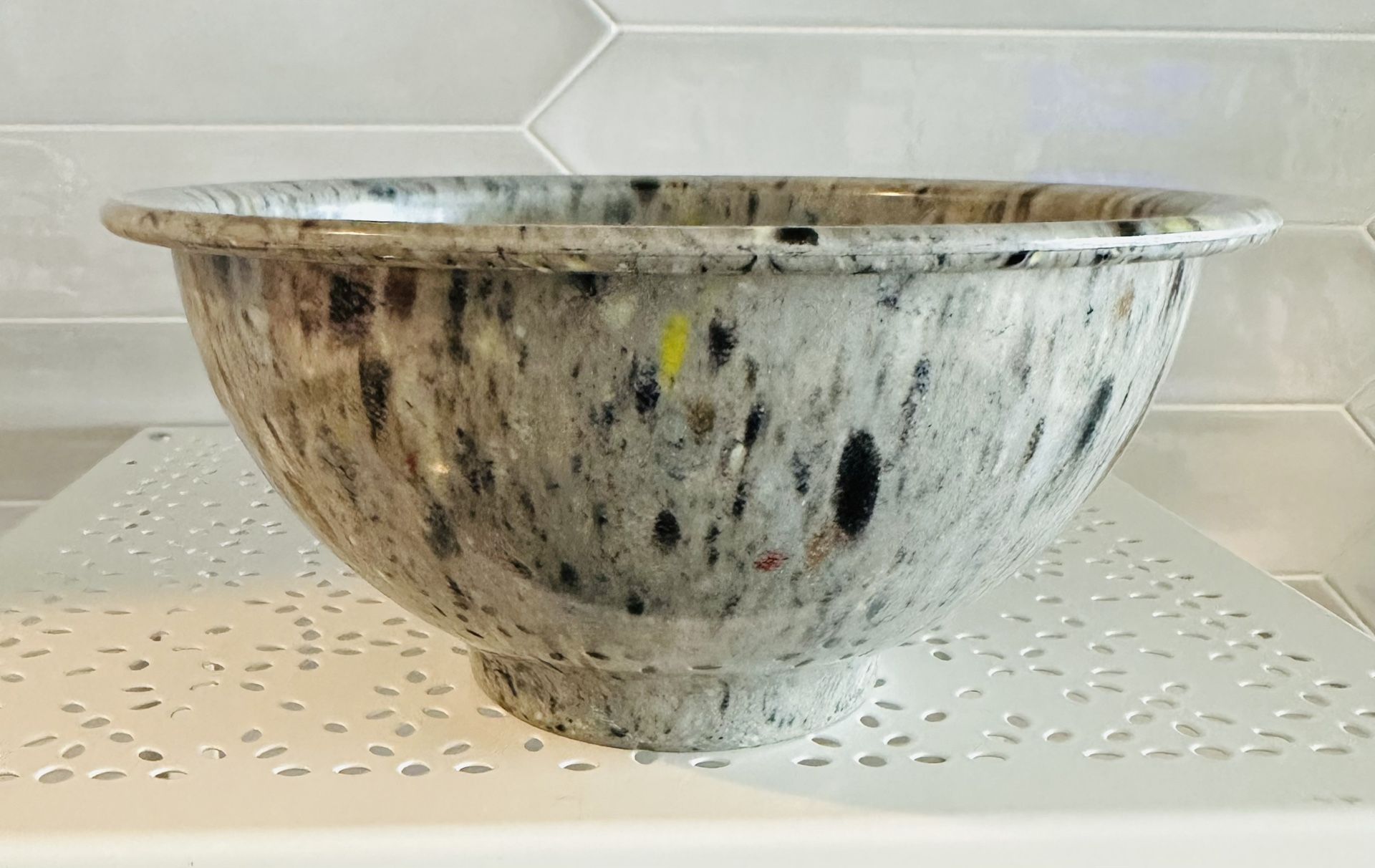 Vintage Unmarked Texas Ware #111 Multi-Color Confetti Melamine Mixing Bowl 8” Grey Black Multi