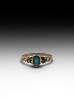 Antique Emerald Intricate Scroll Ring
