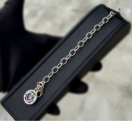 Jewelry Judith Ripka 18k yellow gold .925 sterling silver PINk CZ stone & Natural Diamond Heart Charm 4.05CTW Bracelet 7.50” 8.30mm 19.80g