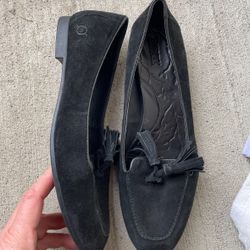 Born Fringe Leather Suede Ballet Flat Loafers size 9.5