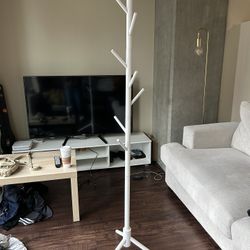 White Wood Coat Rack Great Condition