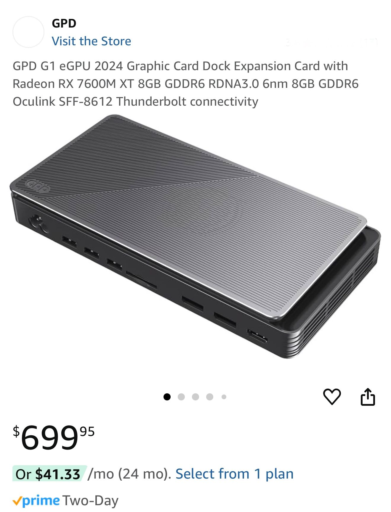 GPD G1 eGPU 7600m XT