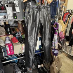 Armani Jeans Black Leather Pants