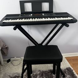 Yamaha PSR E343 Keyboard, Seat, Stand, & Bag