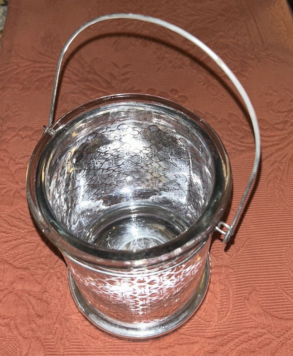 Silver Glass Lantern Type Candle Holder