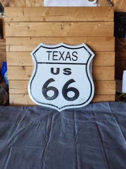 Texas Route 66 Steel Embossed Sign 12"×12"