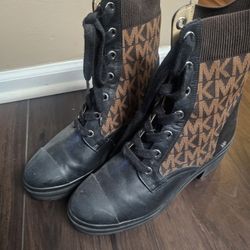Ladies Michael Kors Leather/Fabric Combat Boots
