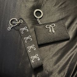 Victoria’s Secret Glitter Bow Keychain Wallet And Lanyard 