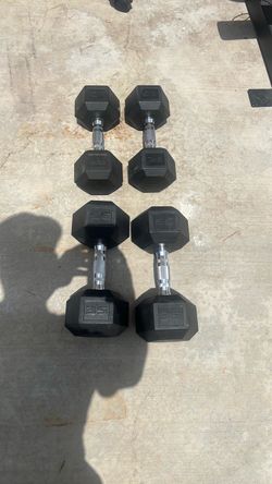 25 and 35 lb Rubber Hex Dumbbells Pair