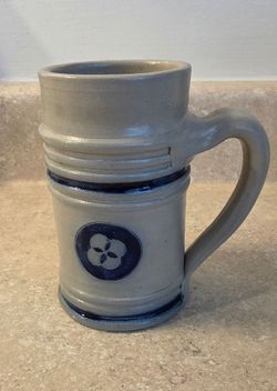 Vintage Williamsburg Pottery Salt Glazed Stoneware Mug / Stein - Cobalt Blue