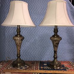 Pair Of Heavy Marble Lamps