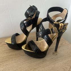 Black/gold Size 8 Heels