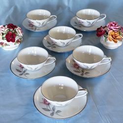 Beautiful Noritake Rosemarie Pattern. 6 Cup And Saucer Sets. Made In Japan