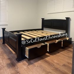 Queen Bed With Drawers 