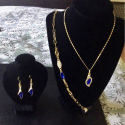 Austrian Style 18K Gold Plated 3pcs Set Necklace Bracelet And Earrings