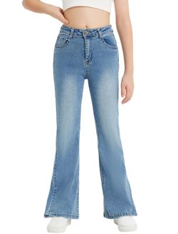 Exarus Girls Flare Jeans - Casual Bell Bottoms