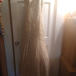 Beautiful Sequin Cream Tan Prom Dress