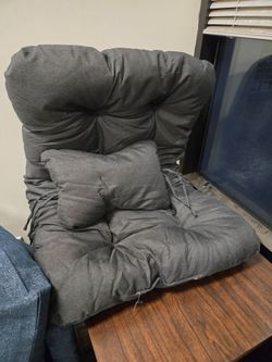 Gray Tufted Floor Lounger Chair with Pillow