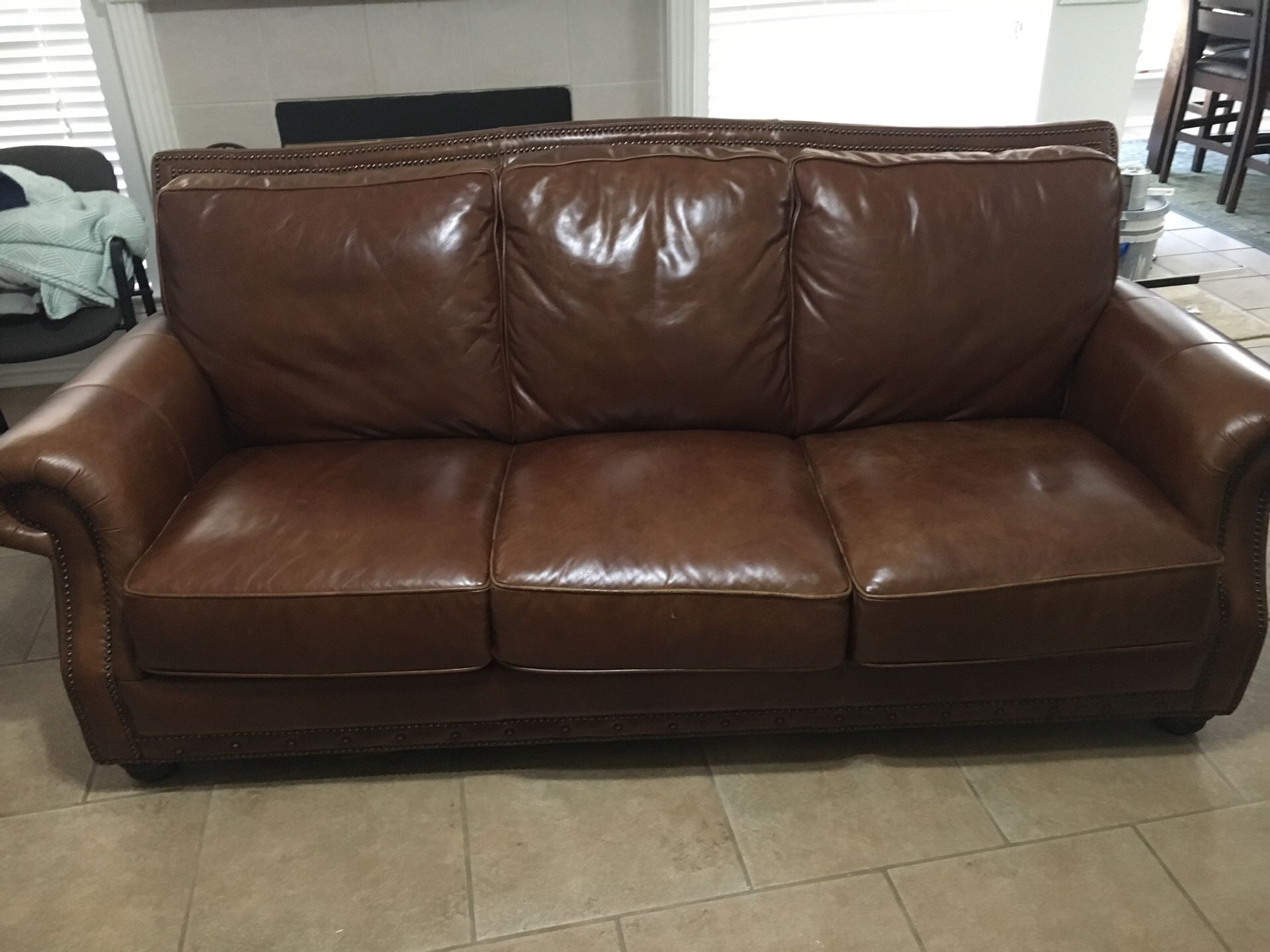 Havertys leather sofa