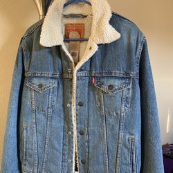 Levis Mens Warm Jacket Denim Sherpa Small New