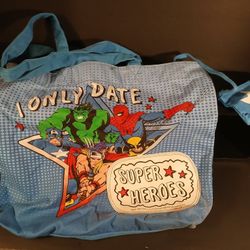 Marvel I ONLY DATE SUPERHEROES CANVAS tote bag Attached Coin Pouch Purse Pocket