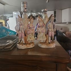 Victorian Man And Woman  Lamps