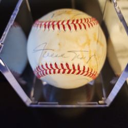 Willie Mays Barry Bonds Bobby Bonds Andre Dawson Signed Baseball
