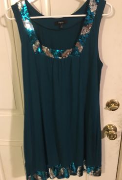 BEAUTIFUL TURQUOISE/ SEQUINED DRESS-L