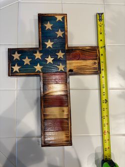 Handmade Wooden American Flag Cross