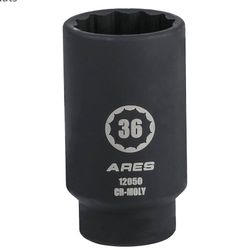 BRAND NEW ARES 36MM Axle Nut Socket - 12 Point Socket - Extra Deep 1/2-Inch Drive Impact Socket for Easy Removal of Axle Shaft Nuts 
