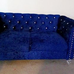 Blue Velvet Couch 