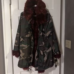 Roiii Womens Hooded Camouflage Parka 