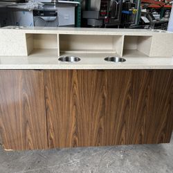 3 Door Trash Cabinet Condiment Station Coffee Creamer Cart Commercial Restaurant Napkin Flatware Holders On Wheels 