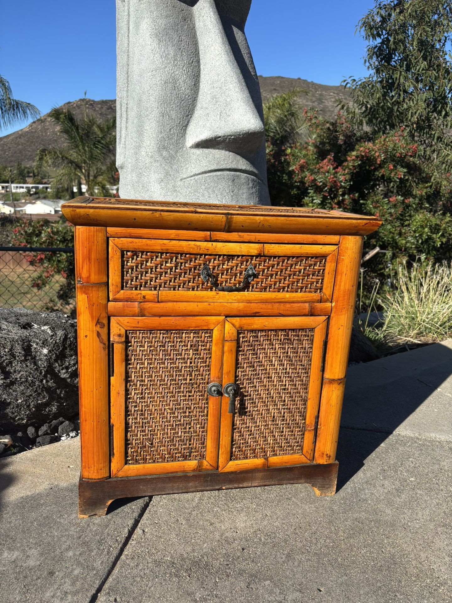 Bamboo Rattan end Table Night Stand 