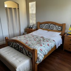 Wood & Iron Queen Sized Bed frame 