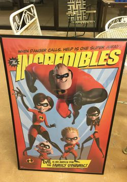 “The Incredibles” framed movie poster! 23” x 35”
