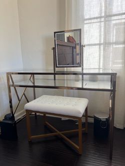 VANITY SET WITH MIRROR + STOOL — OPEN TO OFFERS!
