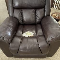 Free Brown Faux Leather Recliner w/ TLC needs