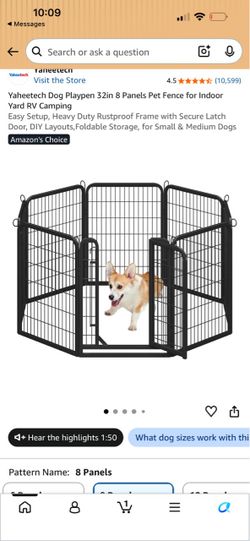 Yaheetech Dog Playpen 32in 8 Panels Pet Fence for Indoor Yard RV Camping Easy Setup, Heavy Duty Rustproof Frame with Secure Latch Door, DIY Layouts,Fo