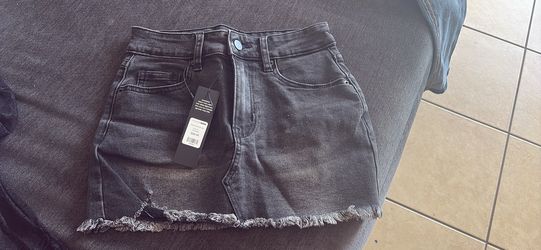 Fashion Nova Raven Denim Mini Skirt Black Wash XS