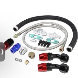 Universal Turbocharger Oil Drain/Feed Line Kit,Black