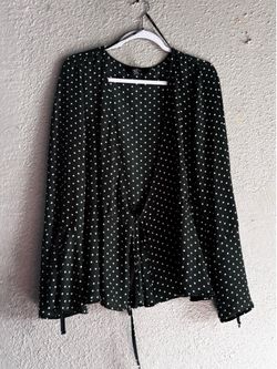 green polka dot top